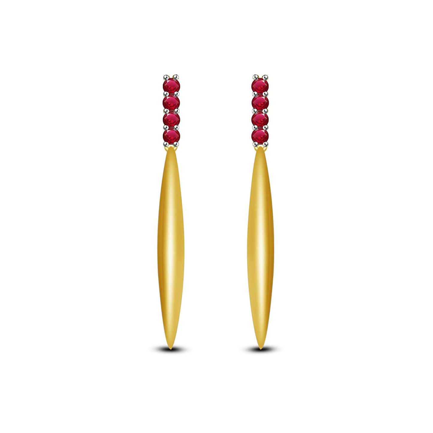 atjewels Fashionable Yellow Gold over .925 Sterling Silver Round Blue CZ Diamond Dangle Earrings For Women's MOTHER'S DAY SPECIAL OFFER - atjewels.in