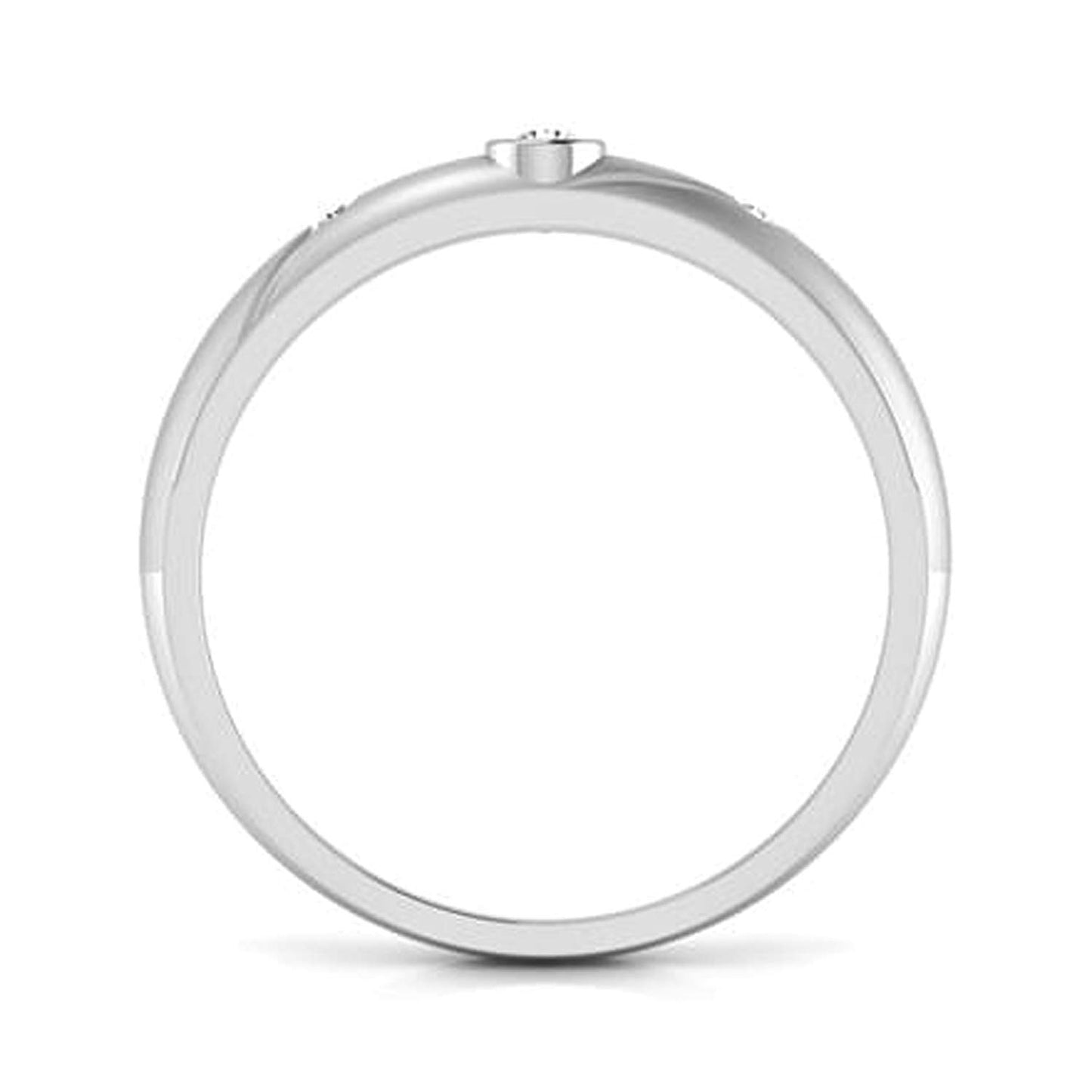 atjewels 14K White Gold Over 925 Sterling with White Round Zirconia Three Stone Ring (8) MOTHER'S DAY SPECIAL OFFER - atjewels.in