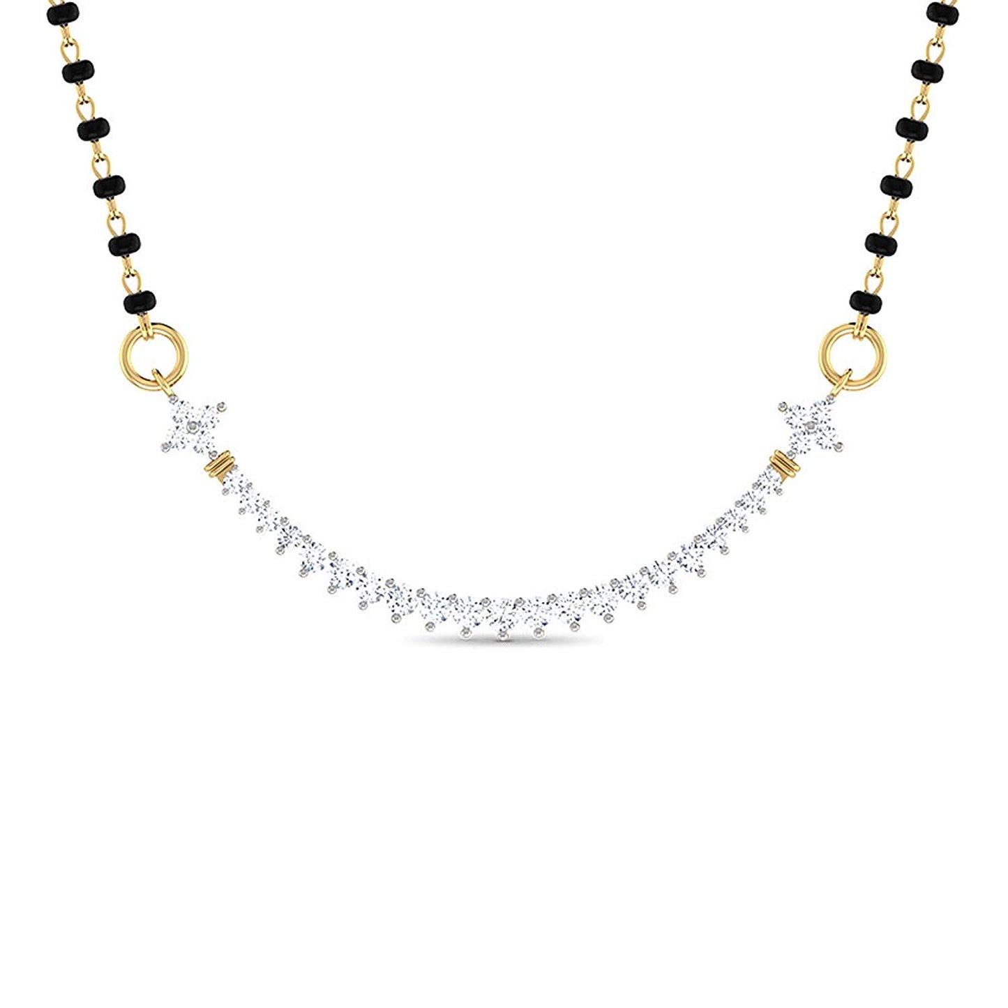 atjewels Round Cut White CZ 14k Yellow Gold Over .925 Sterling Silver Mangalsutra Tanmaniya Pendant For Women's MOTHER'S DAY SPECIAL OFFER - atjewels.in