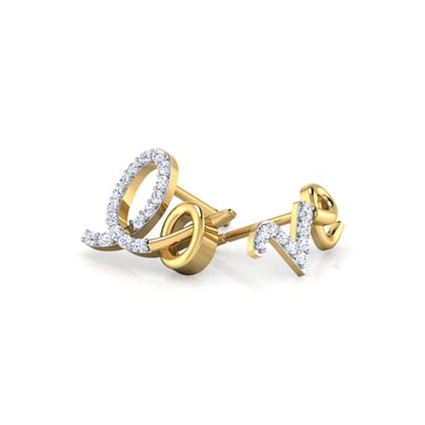 atjewels 14K Yellow Gold Over 925 Sterling Silver Round White CZ Mixmatch LO with VE Stud Earrings MOTHER'S DAY SPECIAL OFFER - atjewels.in