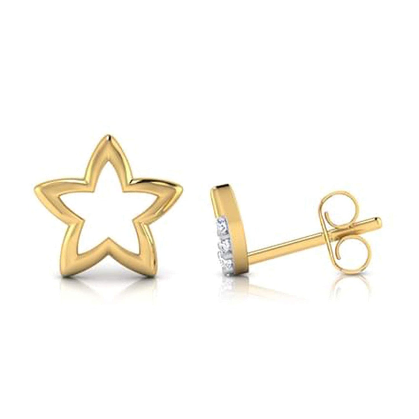 atjewels 14K Yellow Gold Over 925 Sterling Silver Round White CZ Mixmatch Star with Moon Stud Earrings MOTHER'S DAY SPECIAL OFFER - atjewels.in