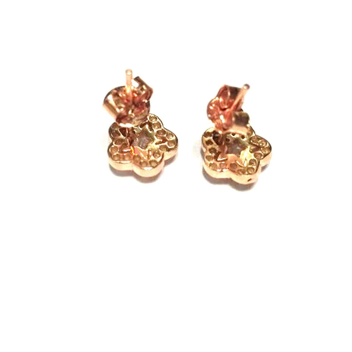 atjewels Round Cut White CZ 14k Rose Gold Over 925 Sterling Silver Flower Stud Earrings For Girl's and Women's For MOTHER'S DAY SPECIAL OFFER - atjewels.in