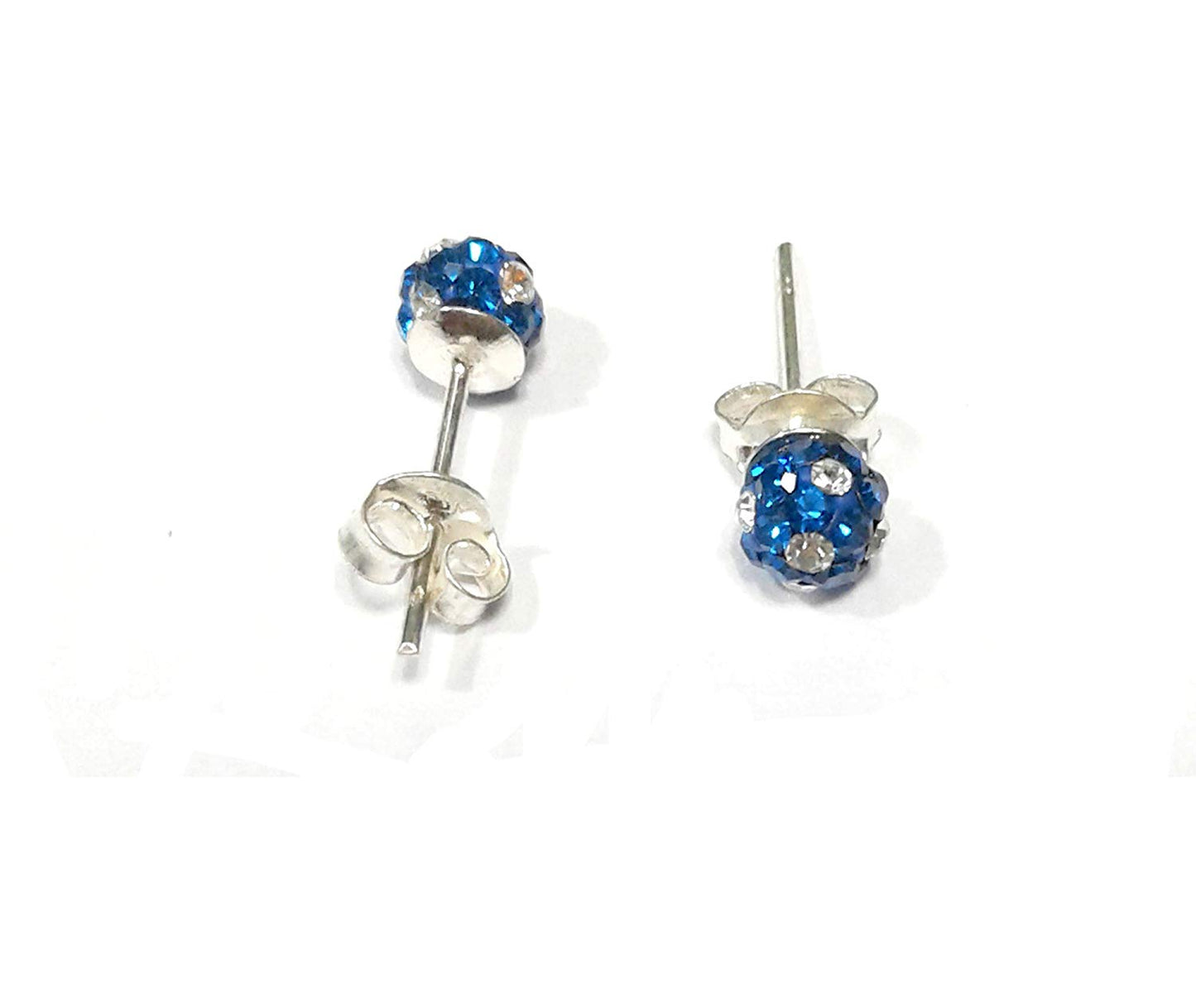 atjewels Round Cut Crystal Sterling Silver Pave Ball Stud Earrings, Crystal Fireball Disco Ball Earrings 1 Pair For Girl's and Women's Fancy Party Wear Earrings - atjewels.in