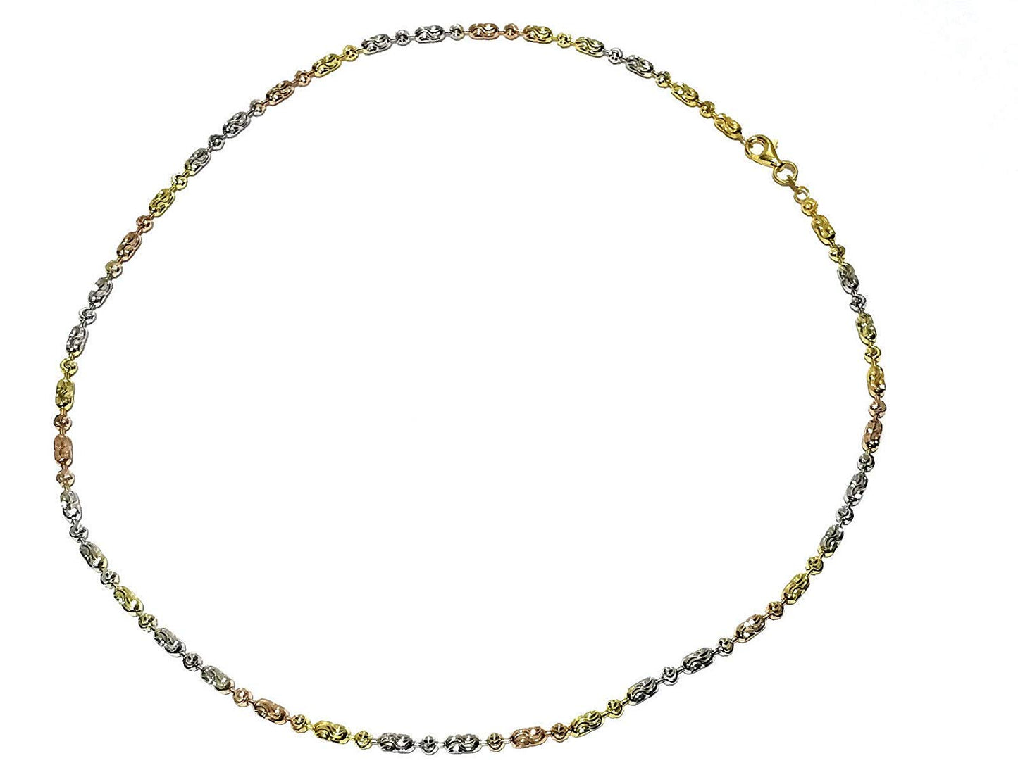 ATJewels 14k Tri-Tone Gold Over Ball Bar Link 18" Unisex Necklace 925 Sterling Silver - atjewels.in