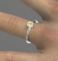1 CT Round Cut Yellow Citrine Diamond 925 Sterling Silver Unique Engagement Solitaire Flower Ring