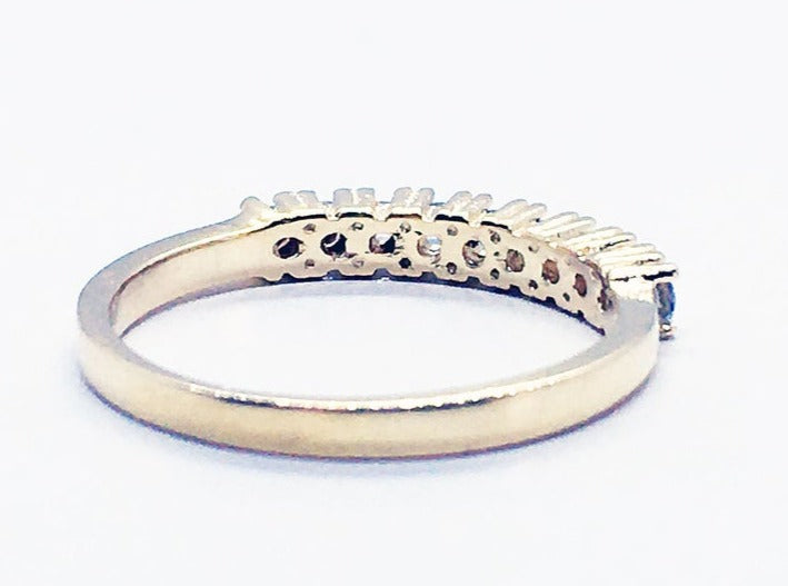 0.05 CT 925 Sterling Silver Aquamarine Round Cut Diamond Women Anniversary Ring