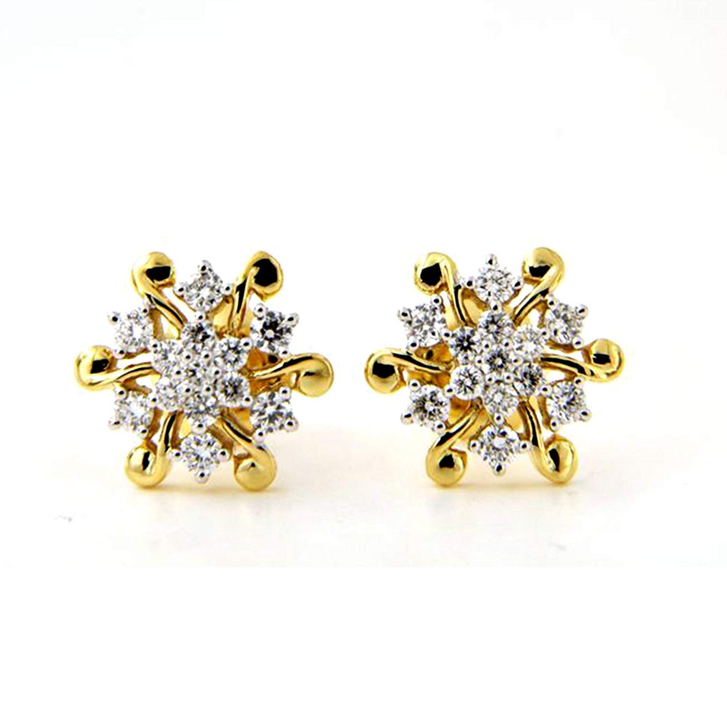 atjewels 18K Yellow Gold Over Solid 925 Sterling Silver White Diamond Flower Stud Earrings For Women's MOTHER'S DAY SPECIAL OFFER - atjewels.in