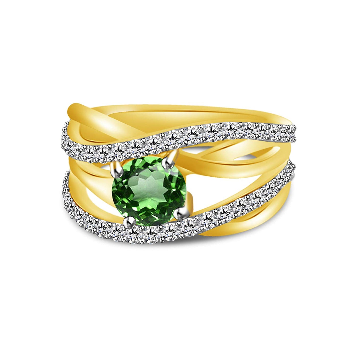 Eighty Jewels Yellow Silver Ring For Women - atjewels.in