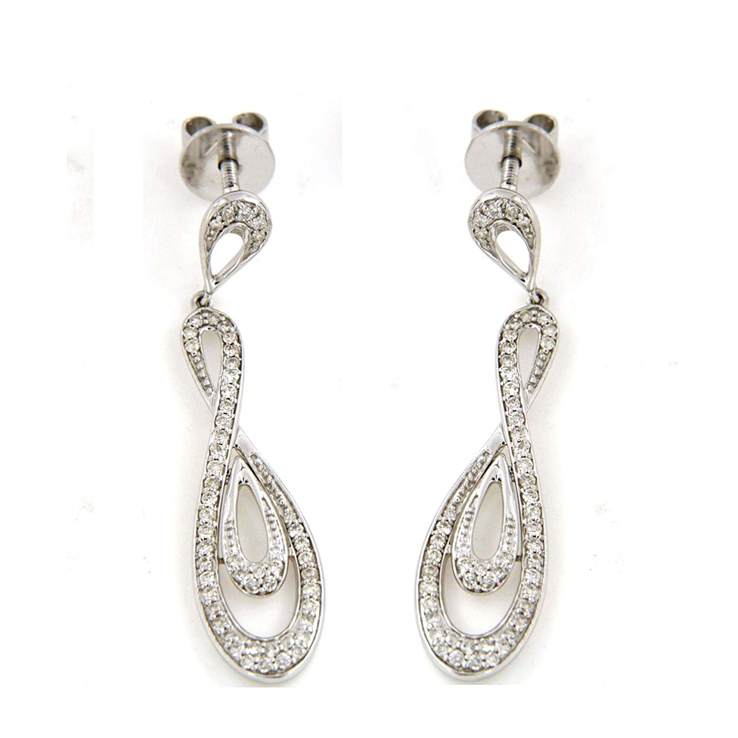 atjewels 14k White Gold Plated 925 Sterling Silver American Diamond Dangle Earrings For Women's MOTHER'S DAY SPECIAL OFFER - atjewels.in