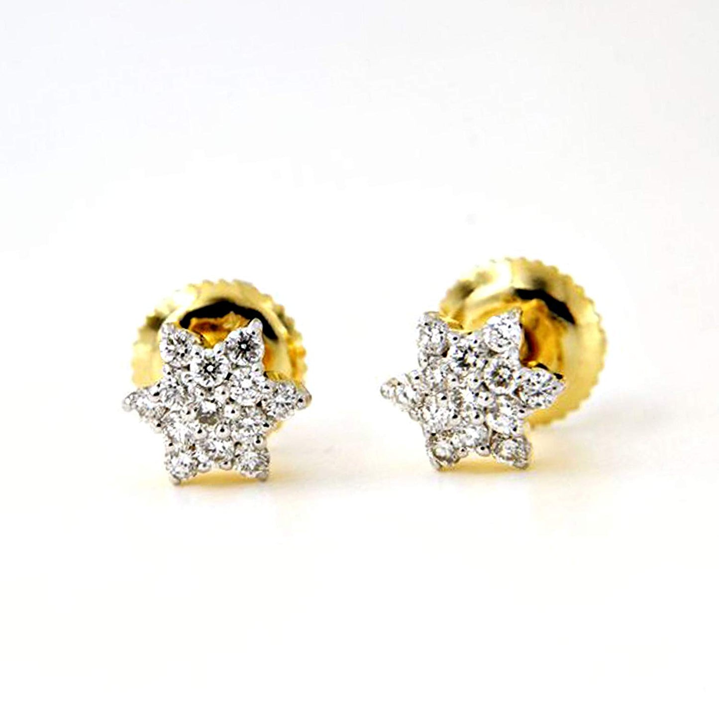 atjewels 18k Yellow Gold Plated 925 Sterling Silver White Diamond Cluster Stud Earrings MOTHER'S DAY SPECIAL OFFER - atjewels.in