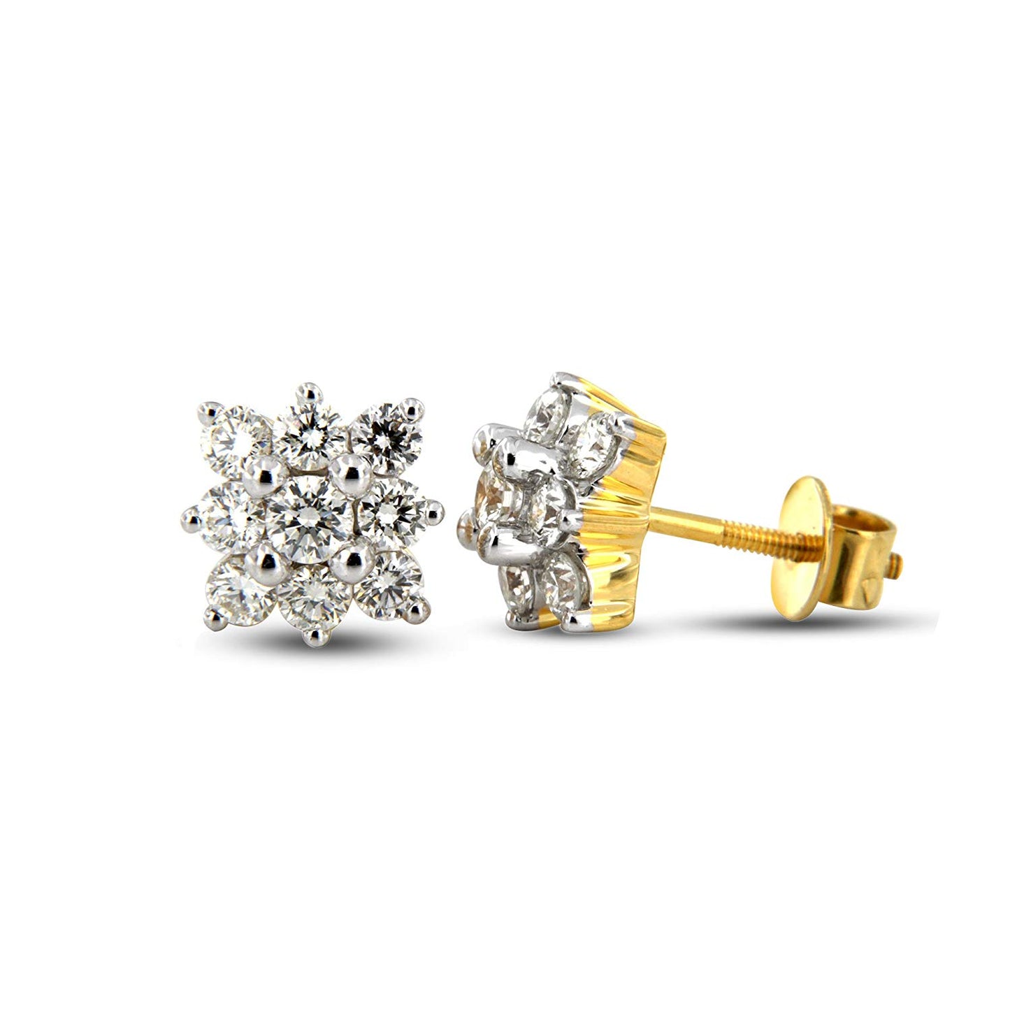 atjewels 3.12 TCW 14k Yellow Gold On 925 Silver Cubic Zirconia Floral Stud Earrings For Women's MOTHER'S DAY SPECIAL OFFER - atjewels.in