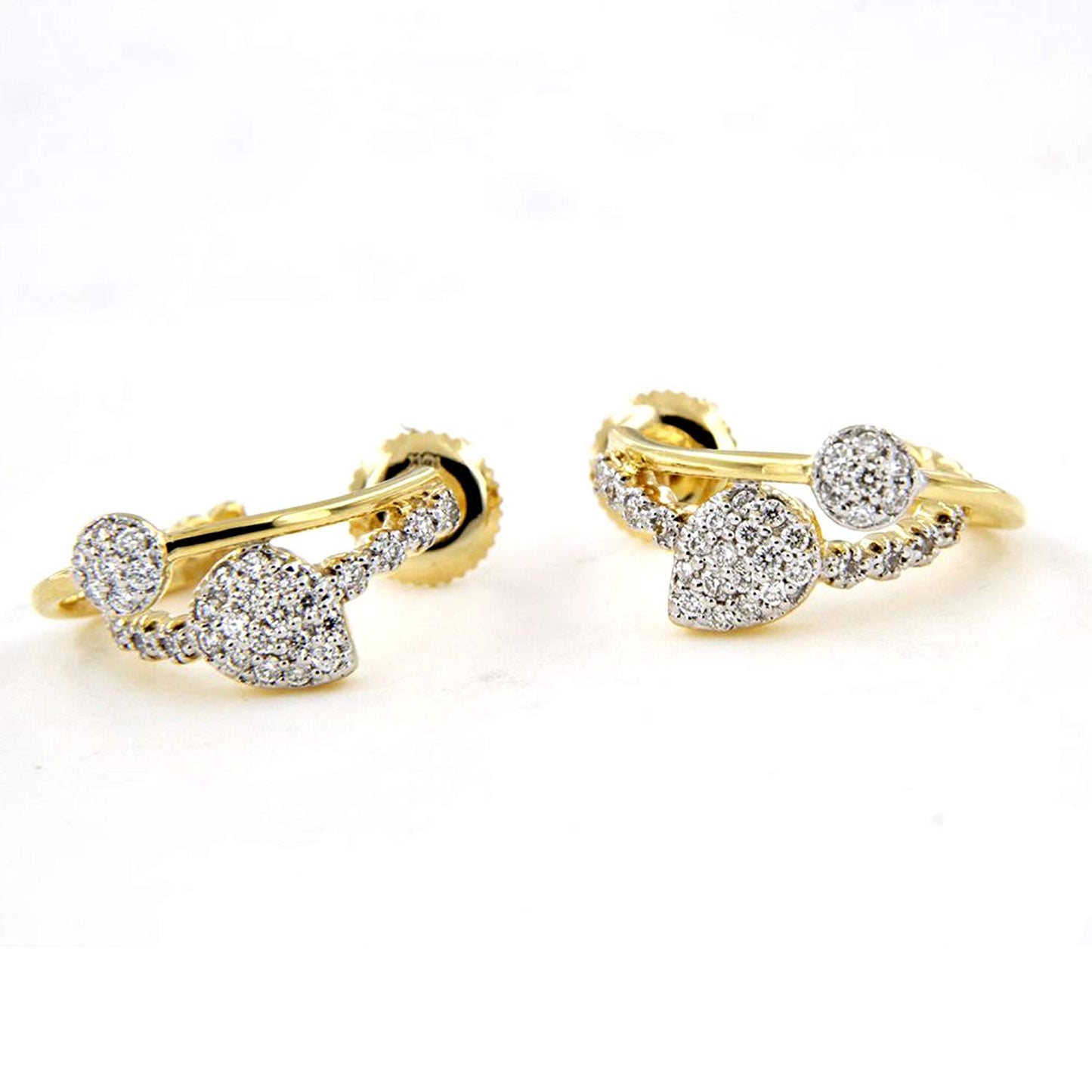 atjewels White CZ Women's Stud Earrings in 18k Yellow Gold Plated 925 Sterling Silver MOTHER'S DAY SPECIAL OFFER - atjewels.in