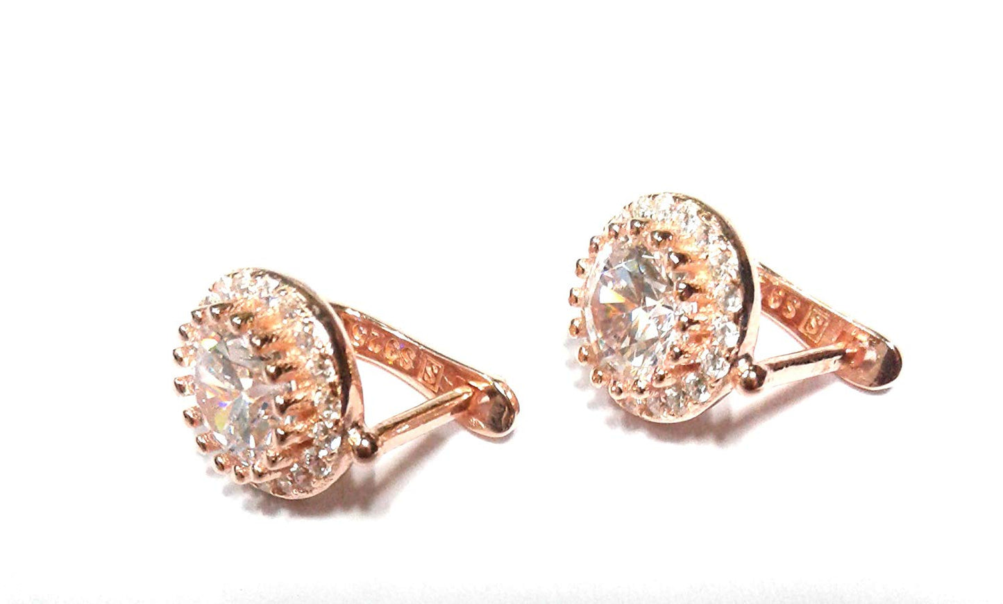 atjewels Round Cut White CZ 14k Rose Gold Over 925 Sterling Silver Hoop Earrings For Girl's and Women's For MOTHER'S DAY SPECIAL OFFER - atjewels.in