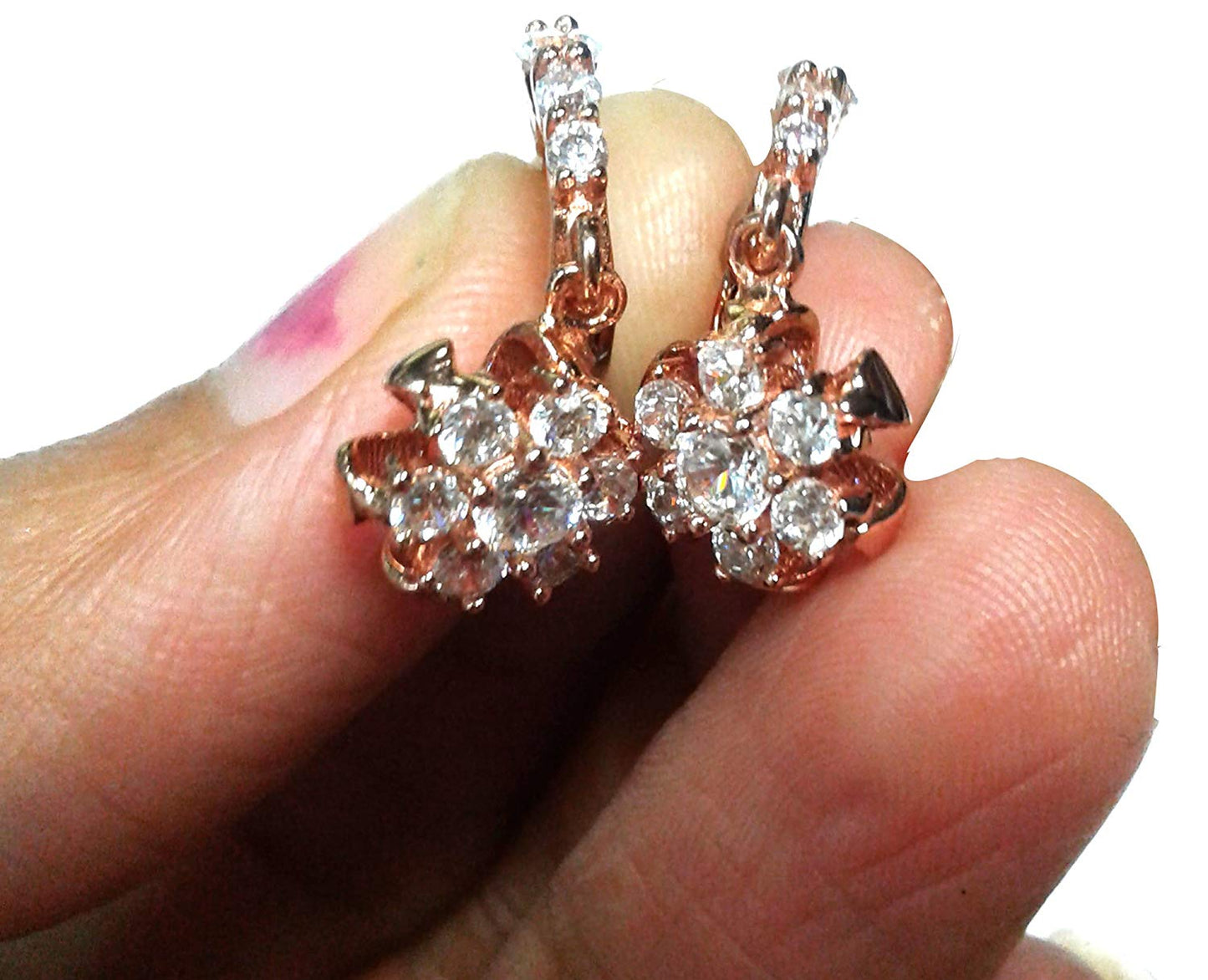 atjewels Round Cut White CZ 14k Rose Gold Over 925 Sterling Silver Drop Dangle Earrings For Girl's and Women's For MOTHER'S DAY SPECIAL OFFER - atjewels.in