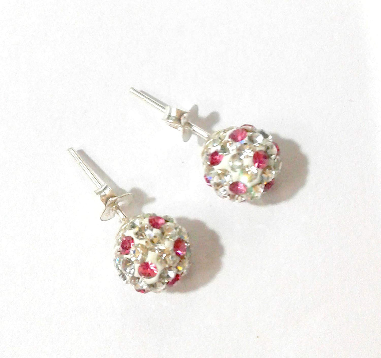 atjewels Round Cut Crystal Sterling Silver Pave Ball Stud Earrings, 8MM Crystal Fireball Disco Ball Earrings 1 Pair For Girl's and Women's Fancy Party Wear EarringsMOTHER'S DAY SPECIAL OFFER - atjewels.in