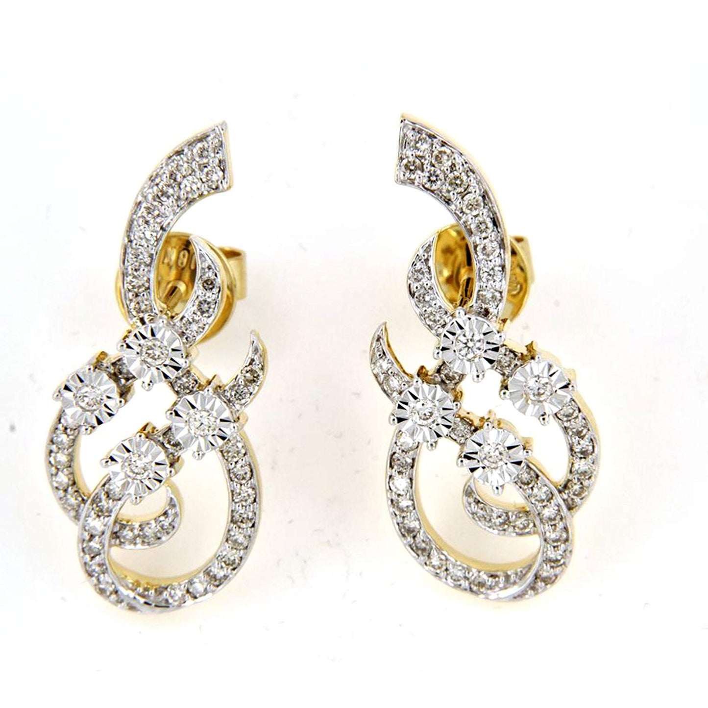 atjewels 18k Yellow Gold Plated 925 Sterling Silver White Diamond Fashion Stud Earrings MOTHER'S DAY SPECIAL OFFER - atjewels.in