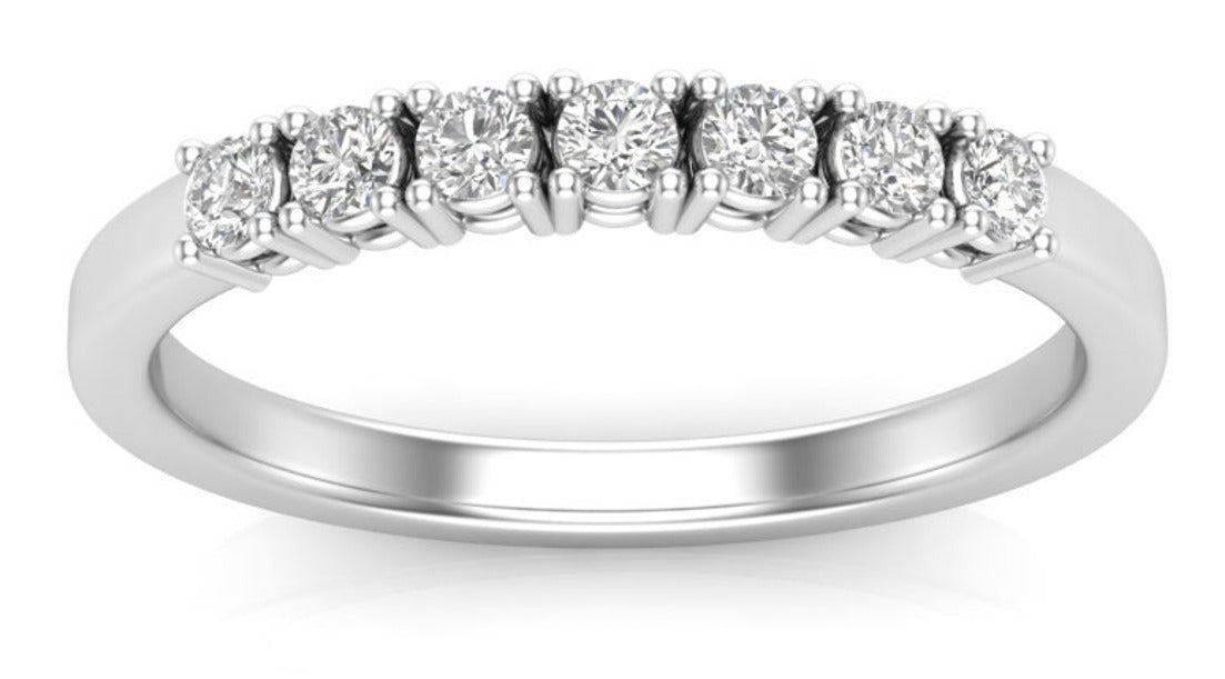 0.25 CT Round Cut Diamond 925 Sterling Silver Women Wedding Band Ring