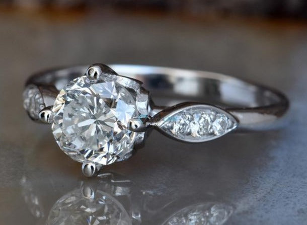 1 CT Round Cut Diamond 925 Sterling Silver Women Engagement Promise Ring