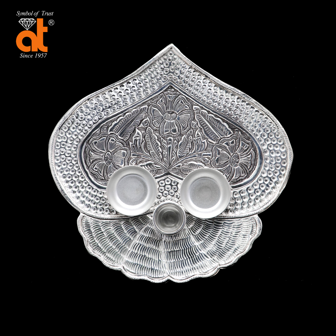 Atjewel Exclusive Pan Shape Silver Arati Thali