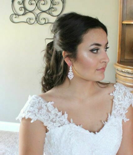 925 Sterling Silver 2 CT Pear Cut Diamond Chandelier Wedding Bridal Drop Earrings