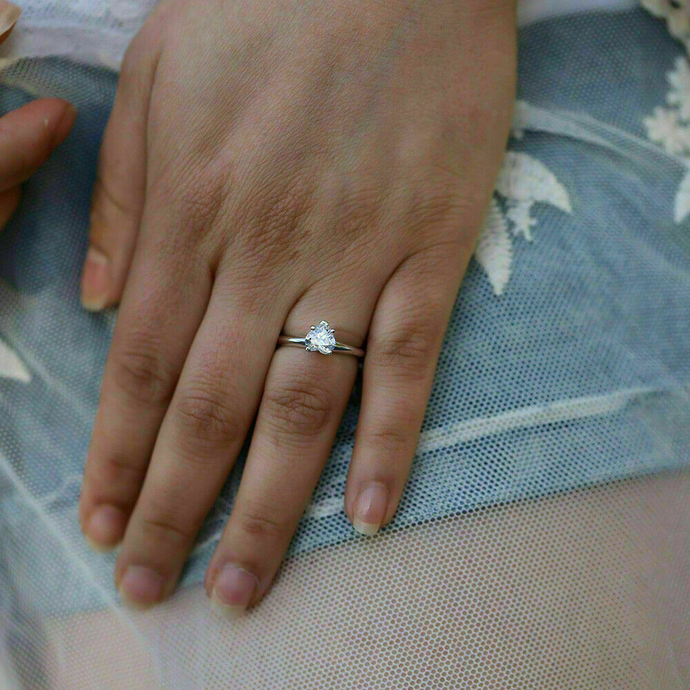 2 Ct Heart Cut 14K White Gold Over On 925 Sterling Silver Engagement/Proposal Ring