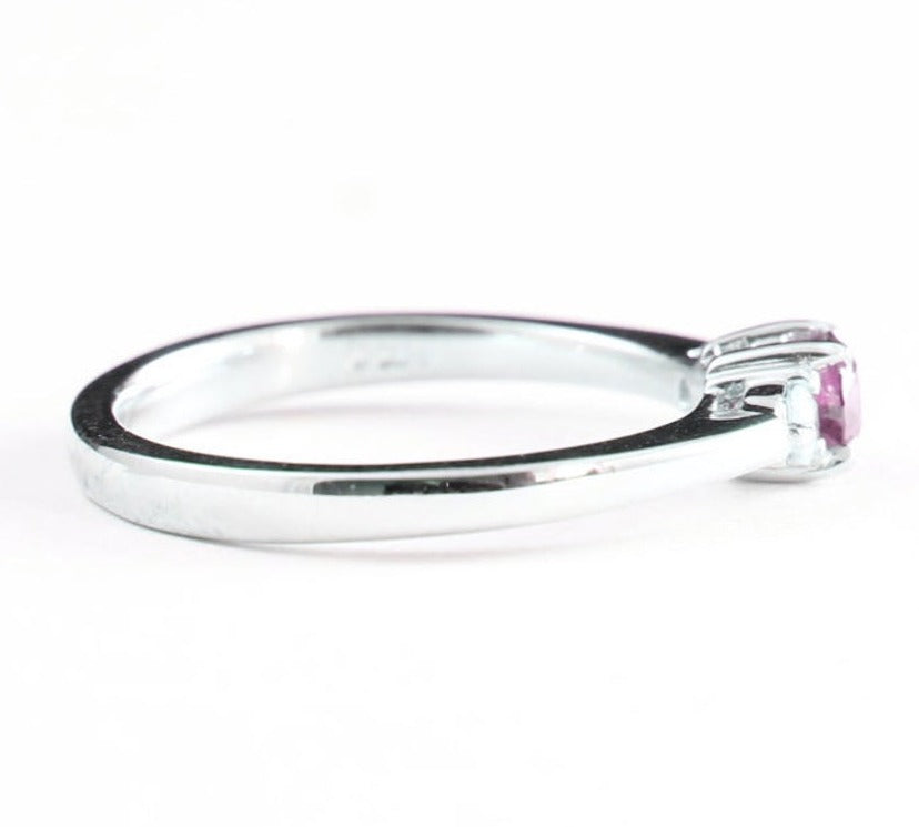 1 CT Sterling Silver Pink Round Cut 3 Stone Diamond Anniversary Gift Ring