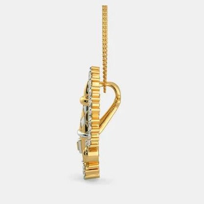 0.75 Ct Round Cut Diamond Two-Tone Balaji Pendant In 925 Sterling Silver