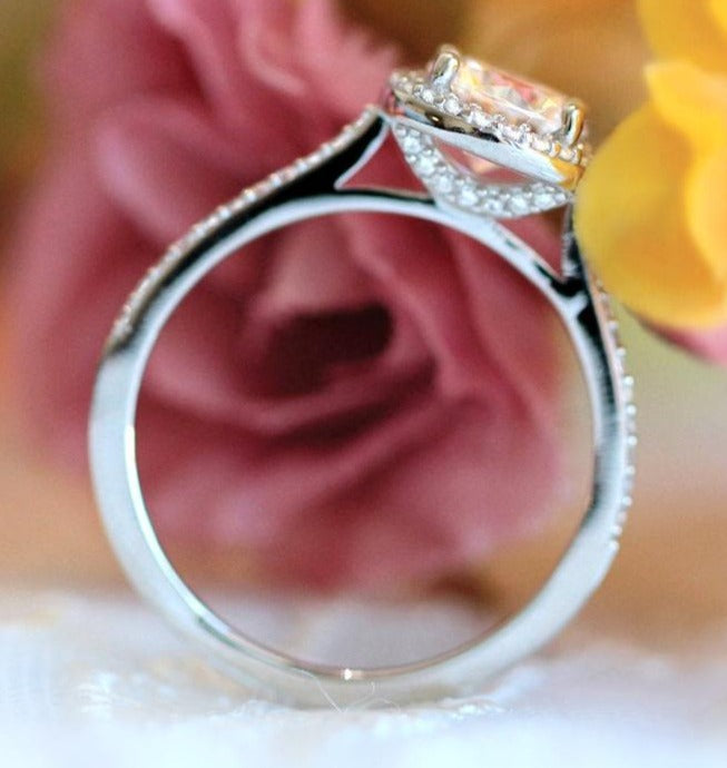 2 CT Round Cut Diamond 925 Sterling Silver Men Anniversary Halo Ring