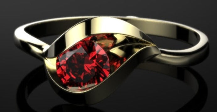 1 CT Round Cut Red Ruby 925 Sterling Silver Women Engagement Solitaire Bypass Ring