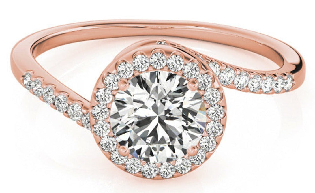 1 CT Round Cut Diamond 14K Rose Gold Over 925 Sterling Silver Women Halo Engagement Ring - atjewels.in
