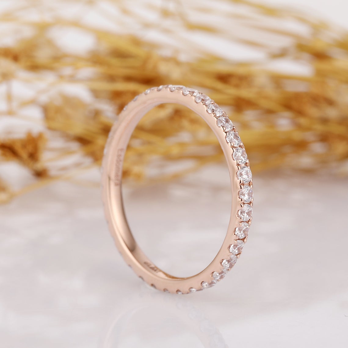 1 CT Round Cut Diamond 925 Sterling Silver Full Eternity Wedding Band Ring
