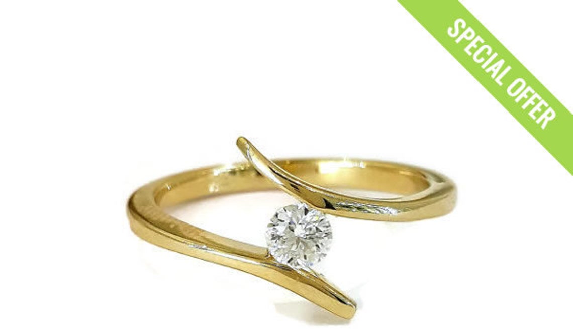 1 CT Round Cut Diamond 925 Sterling Silver Women Engagement Solitaire Bypass Ring - atjewels.in