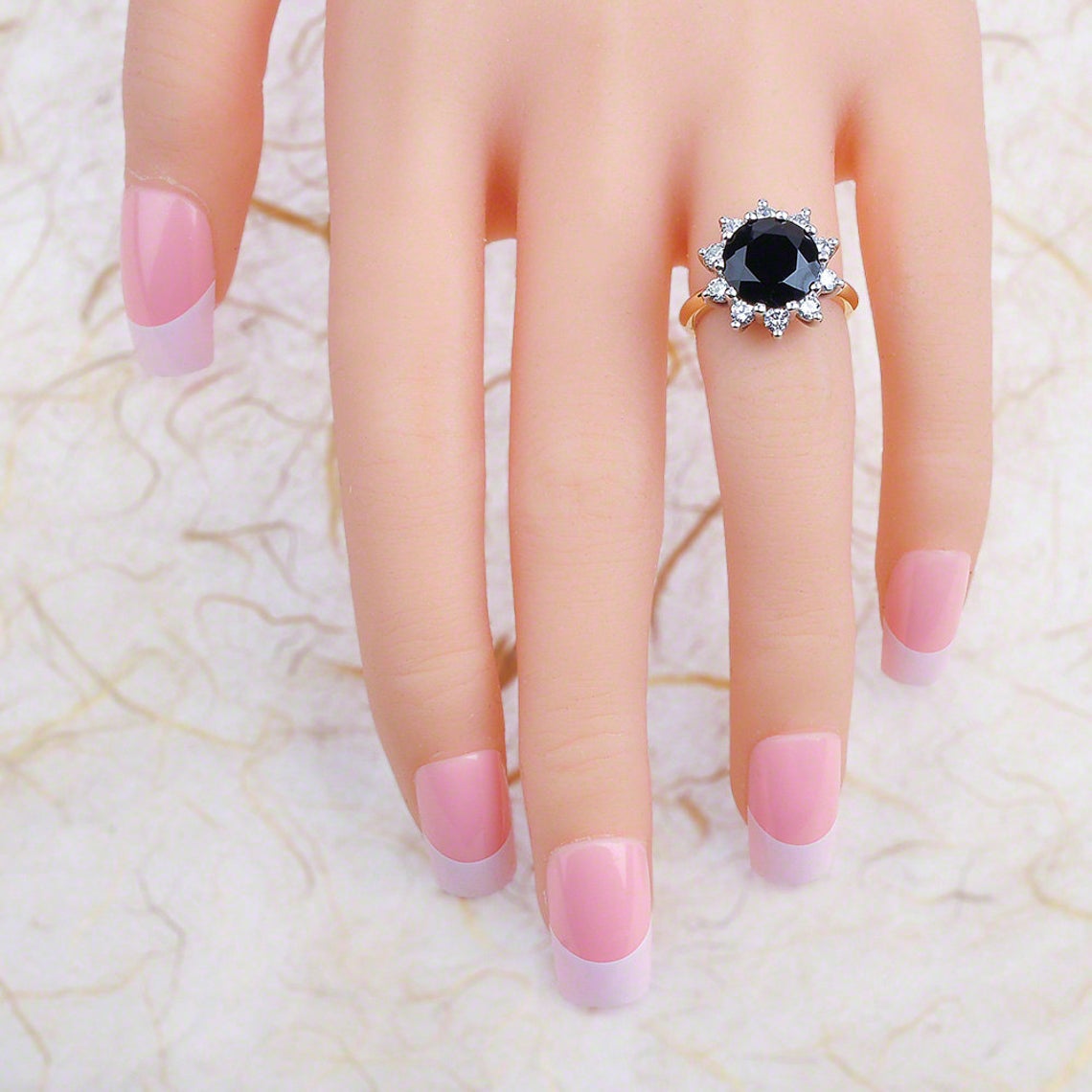 1 CT 925 Sterling Silver Round Cut Black Cubic Zirconia Diamond Engagement Halo Ring
