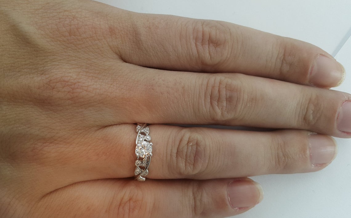 1 CT 925 Sterling Silver Round Cut Diamond Anniversary Gift Ring