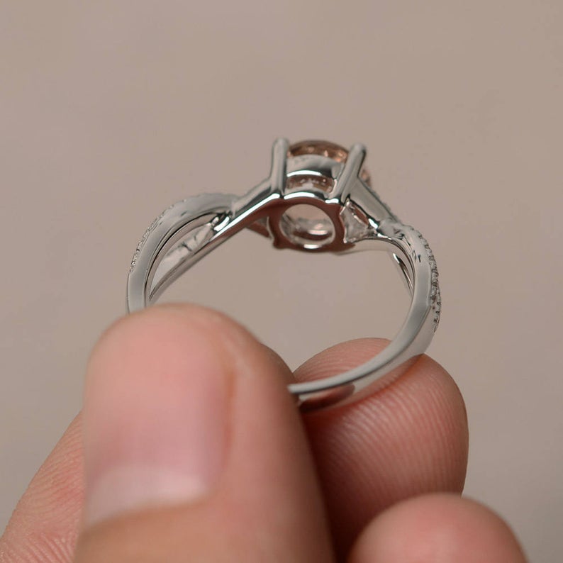 1.50 Ct Round Cut Morganite & White CZ Infinity Anniversary Gift Ring In 925 Sterling Silver