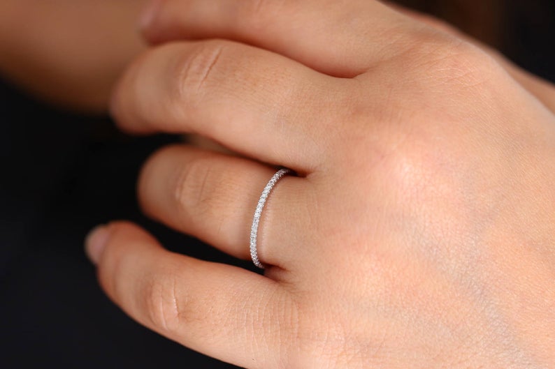0.25 CT Round Cut Diamond 925 Sterling Silver Wedding Half Eternity Band Ring