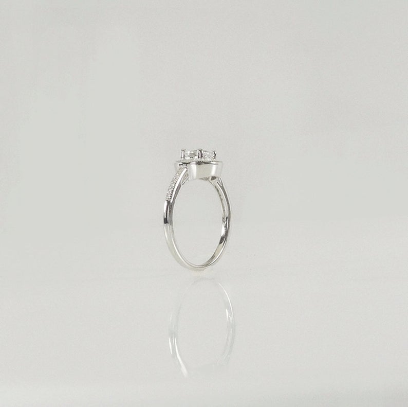 1 CT Round Cut Diamond 925 Sterling Silver Halo Engagement Ring