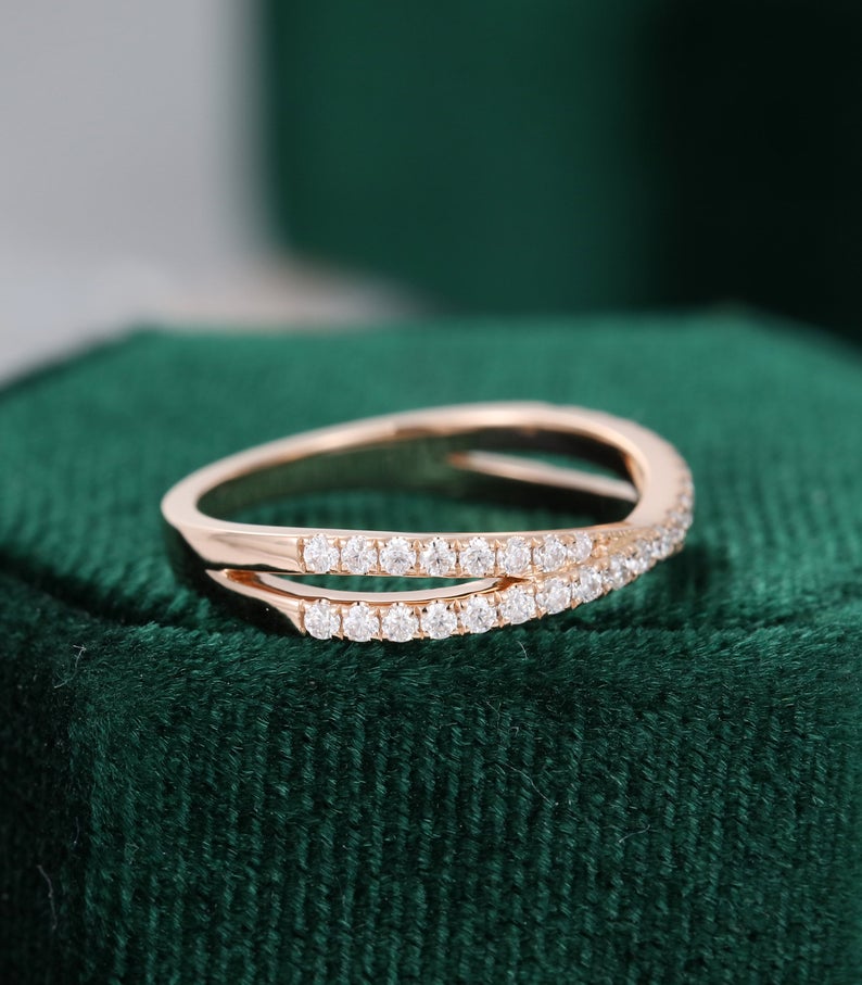 0.75 CT Round Cut Diamond 925 Sterling Silver Women Cross Half Infinity Wedding Band Ring