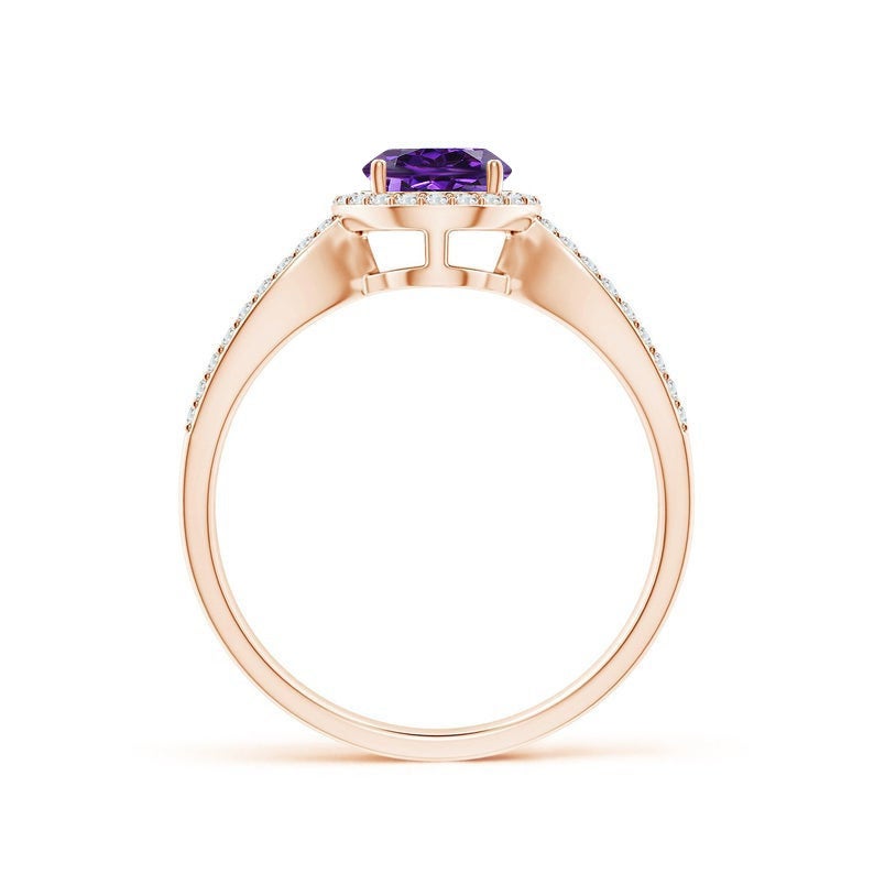 2 CT Round Cut Amethyst Diamond 925 Sterling Silver Halo Engagement Ring
