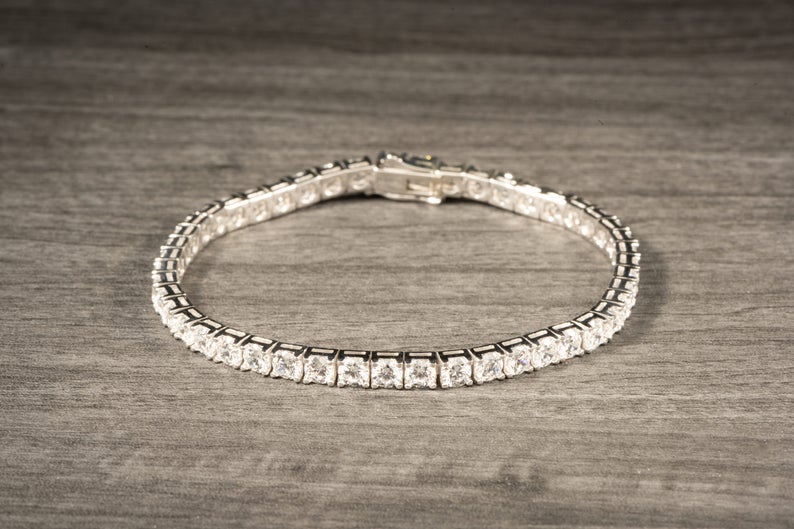 5 CT Round Cut White Diamond White Gold Over On 925 Sterling Silver Tennis 7" Bracelet For Women