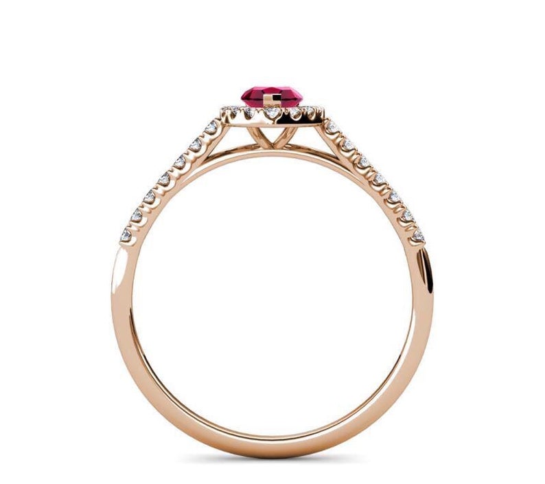1 CT Pear Cut Ruby & CZ Diamond 925 Sterling Silver for Woman Promise Ring - atjewels.in