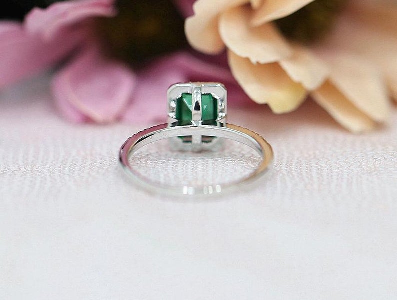 1 CT Cushion Cut Emerald Diamond 925 Sterling Silver Halo Anniversary Ring For Women