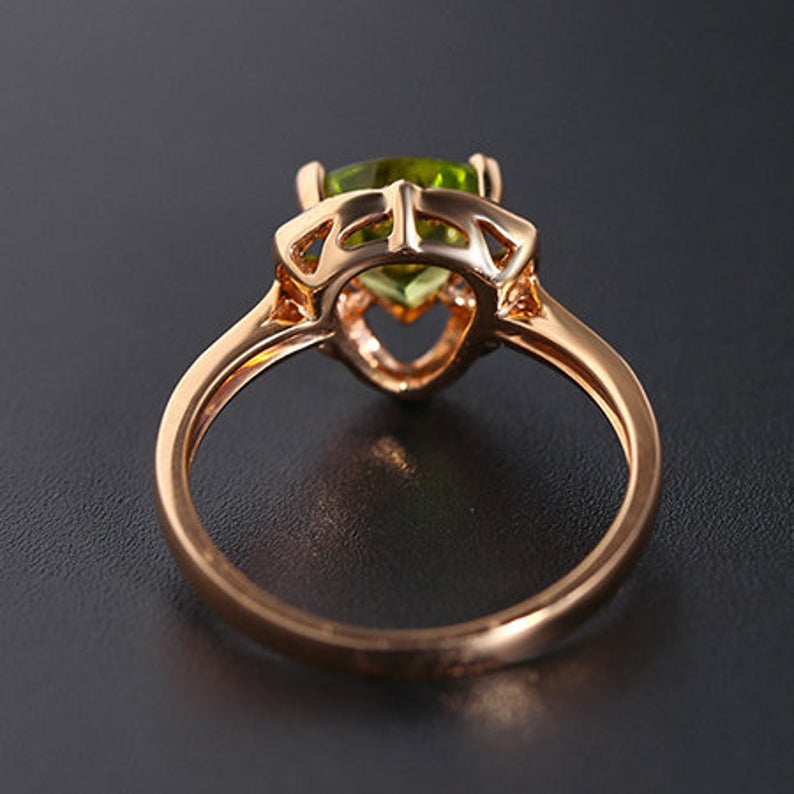 1 CT Trillion Cut Peridot Diamond 925 Sterling Silver Solitaire Engagement Ring