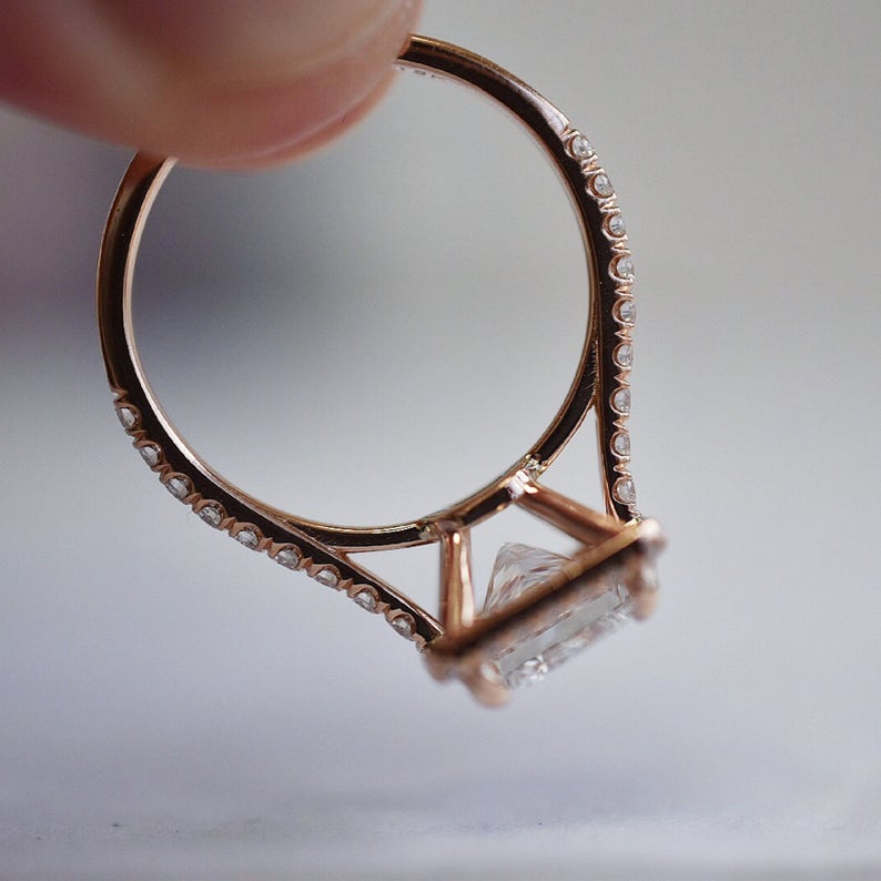1 CT Princess Cut Diamond Rose Gold Over On 925 Sterling Silver Women Halo Promise Ring