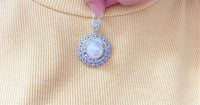2.75 Ct Brilliant Cut Diamond & Round Sea Pearl 925 Sterling Silver Necklace Pendant