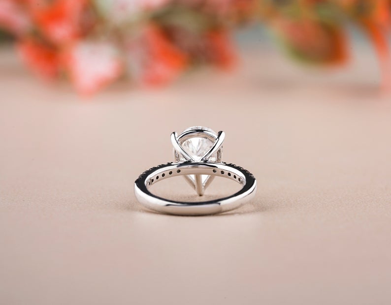 1 CT Pear Cut Diamond 925 Sterling Silver Halo Wedding Ring
