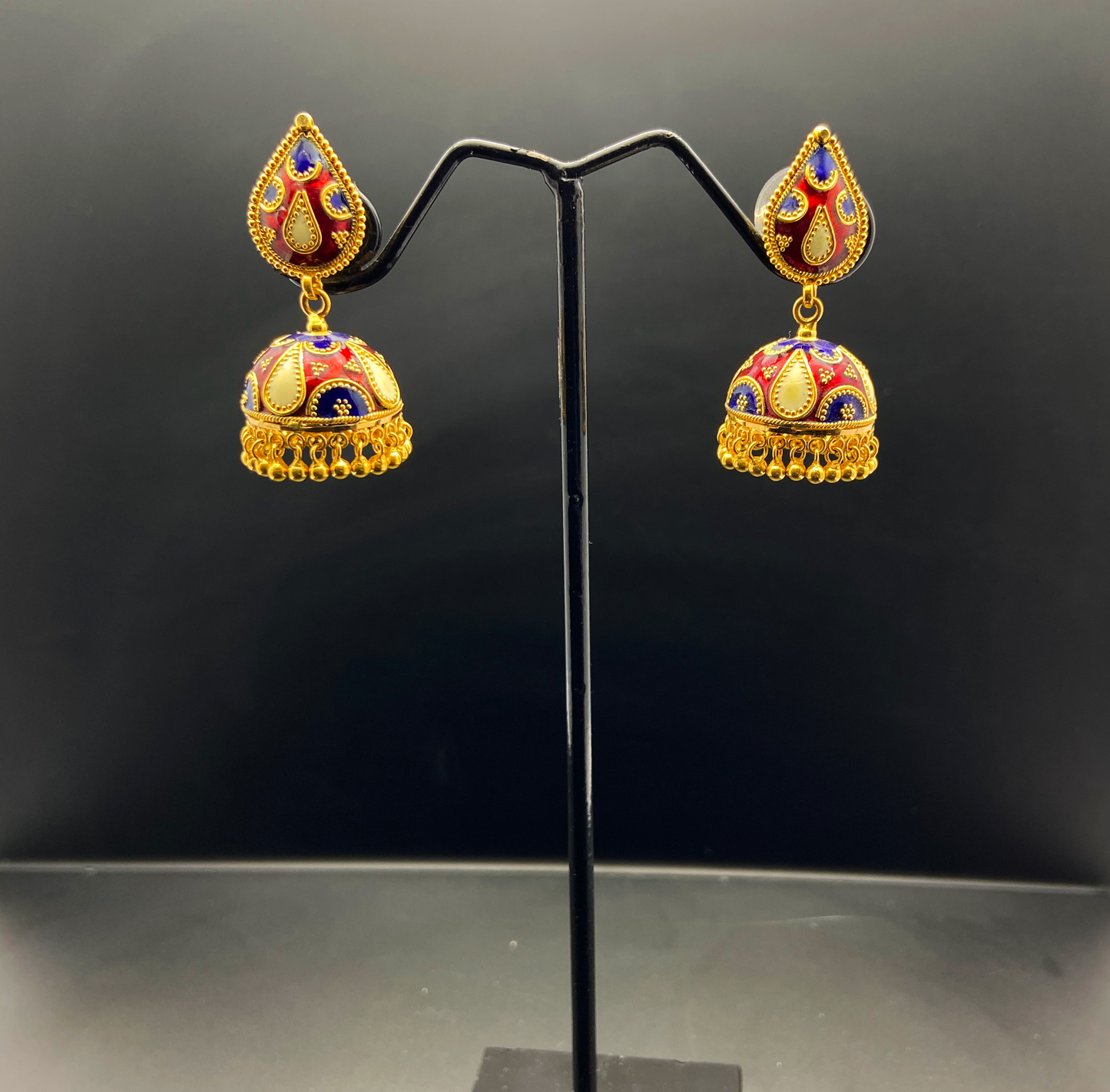 Magnificent Glam Meenakari 22K Gold Jhumkas