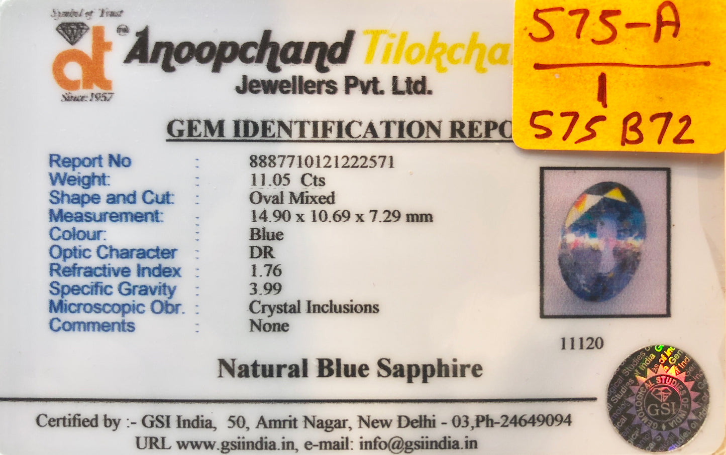 Natural Blue Sapphire 11.05 Ct Big Size - atjewels.in