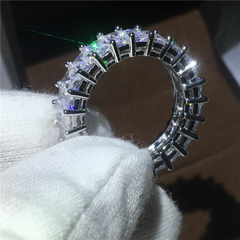 2 CT Emerald Cut Diamond 925 Sterling Sliver Engagement Wedding Band Ring