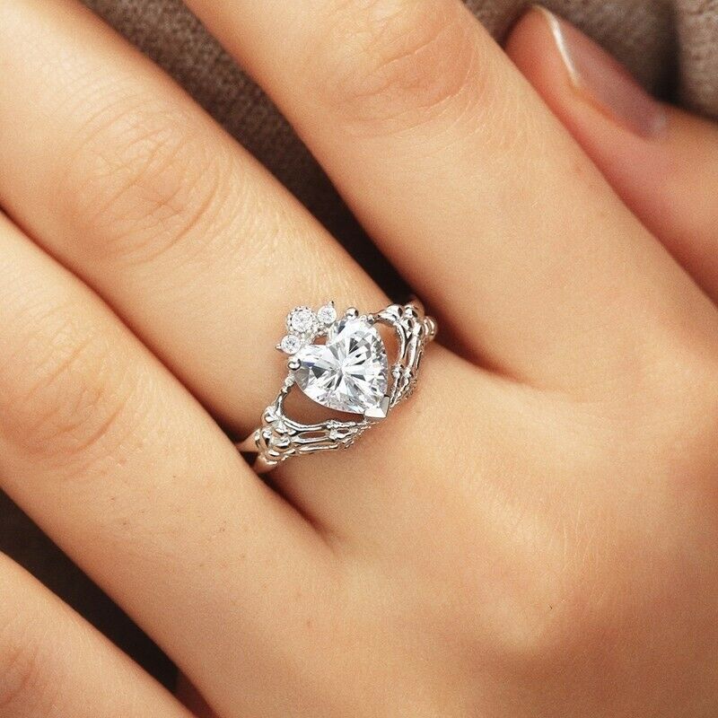 1 CT Heart Cut White Topaz 925 Sterling Silver Jewelry Engagement Ring